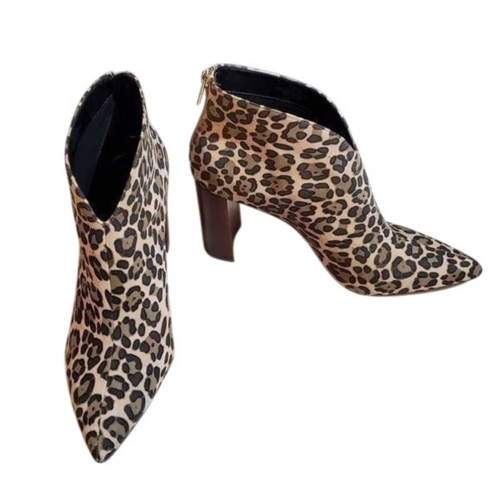 SOLE society leopard print block heel chunky bohemian bootie boots size 10 New